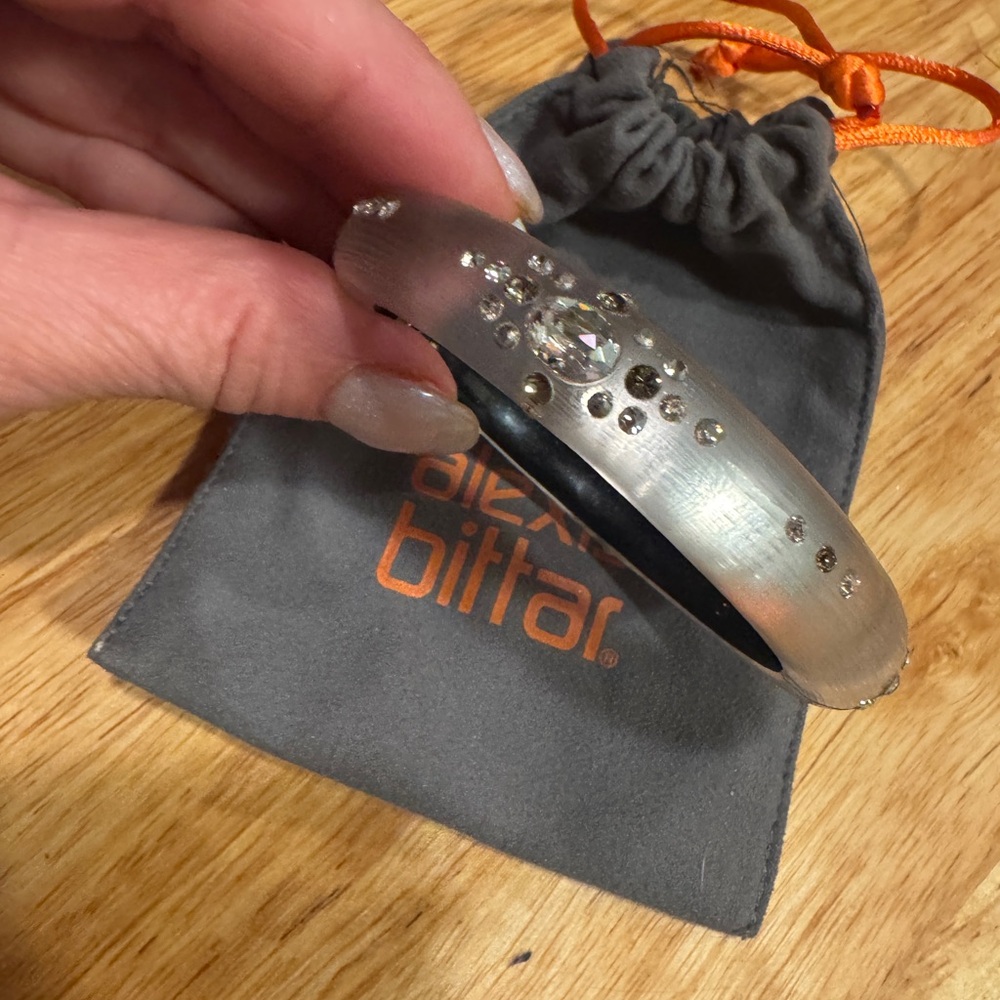 Alexis Bittar Silver Bangle Bracelet with Crystal Accents